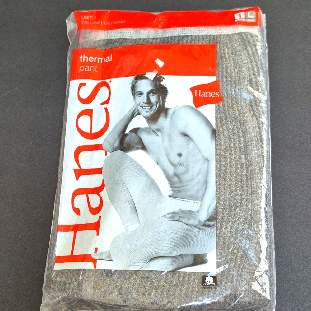 Vintage Hanes Men's Gray Thermal Pants 2000's Y2K